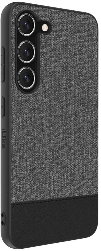 Dėklas „iLike Samsung Galaxy S23 Plus“ plastikinis odinis galinis dangtelis pilkas ILISAM23PLG