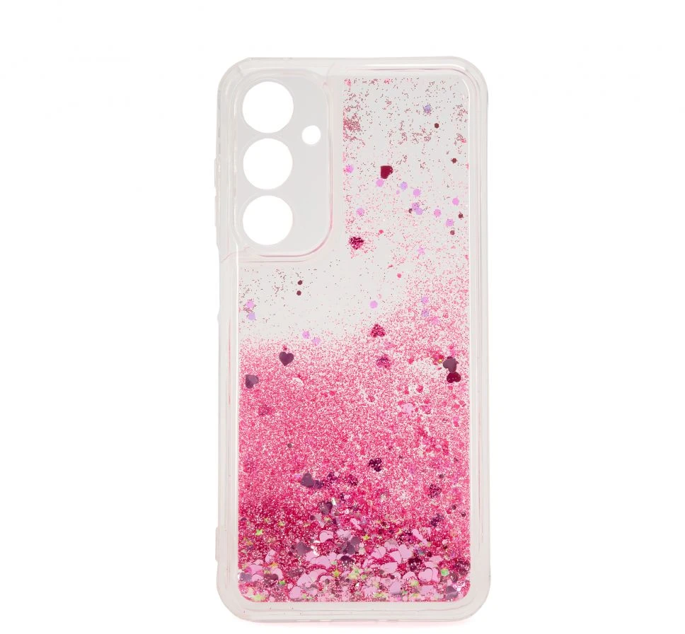iLike Tył pokrywy Samsung Galaxy A15 Silikoninis dėklas Vanduo Glitter Rožinė ILISAMA15WGP