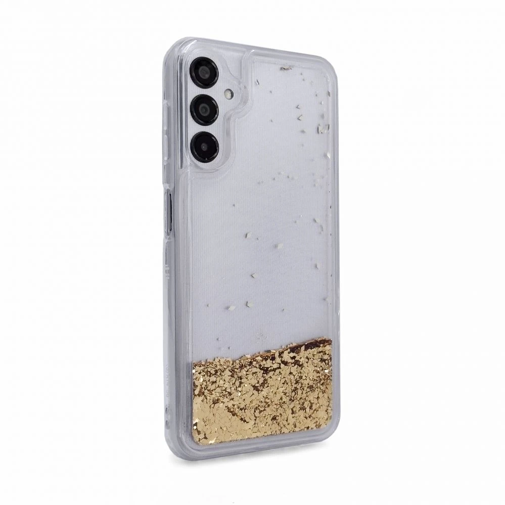 iLike Tylny pokrowiec Samsung Galaxy A14 5G Silikoninis dėklas Vanduo Glitter Gold ILISAMA14SWGG