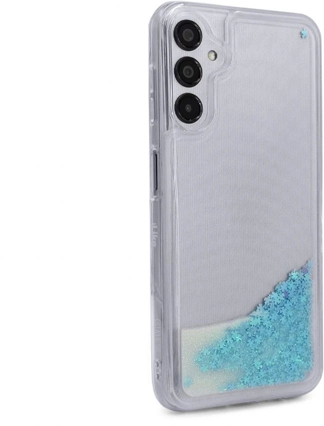 iLike Tylny pokrowiec Samsung Galaxy A14 5G Silikoninis dėklas Vanduo Glitter Mėlyna ILISAMA14SWGB