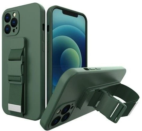 iLike Hurtel Rope dėklas su dirželiu skirtas Samsung Galaxy A22 5G, tamsiai žalias
