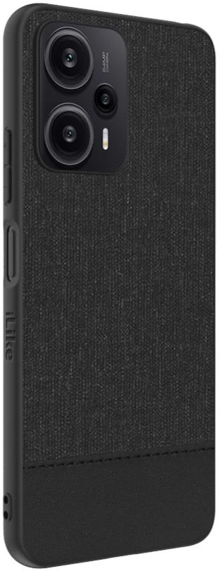 „iLike“ dėklas Xiaomi Redmi Note 12 / Poco X5 plastikinis odinis galinis dangtelis Juodas (ILIXIARN12LBL)