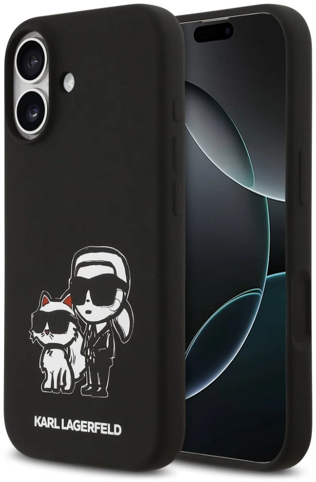 Karl Lagerfeld Liquid Silicone K&CH Sketch MagSafe dėklas skirtas Apple iPhone 17 juodos spalvos