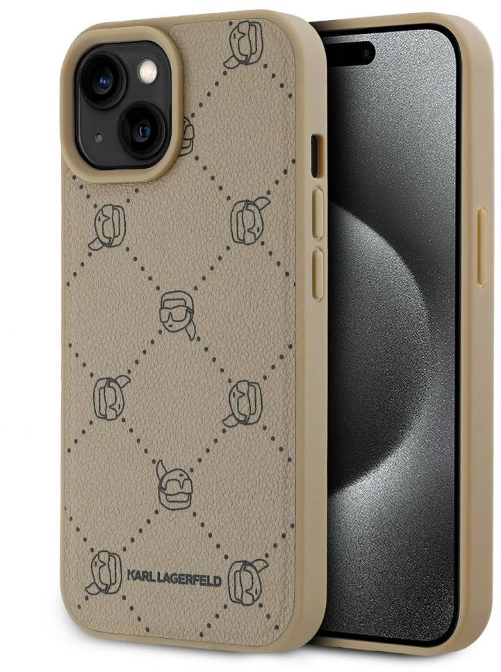 Dėklas Karl Lagerfeld KLHMP15SPGKHPHE Apple iPhone 15 6.1″ beige Magsafe Karl Heads
