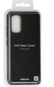 Dėklas QA325TBE minkštas skaidrus dangtelis, skirtas Samsung Galaxy A32 Juodas (Juodas)