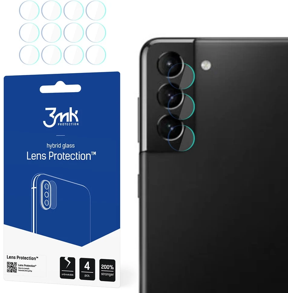 LCD apsauginė plėvelė kamerai 3MK Hybrid Glass Lens Samsung G991 S21 5G