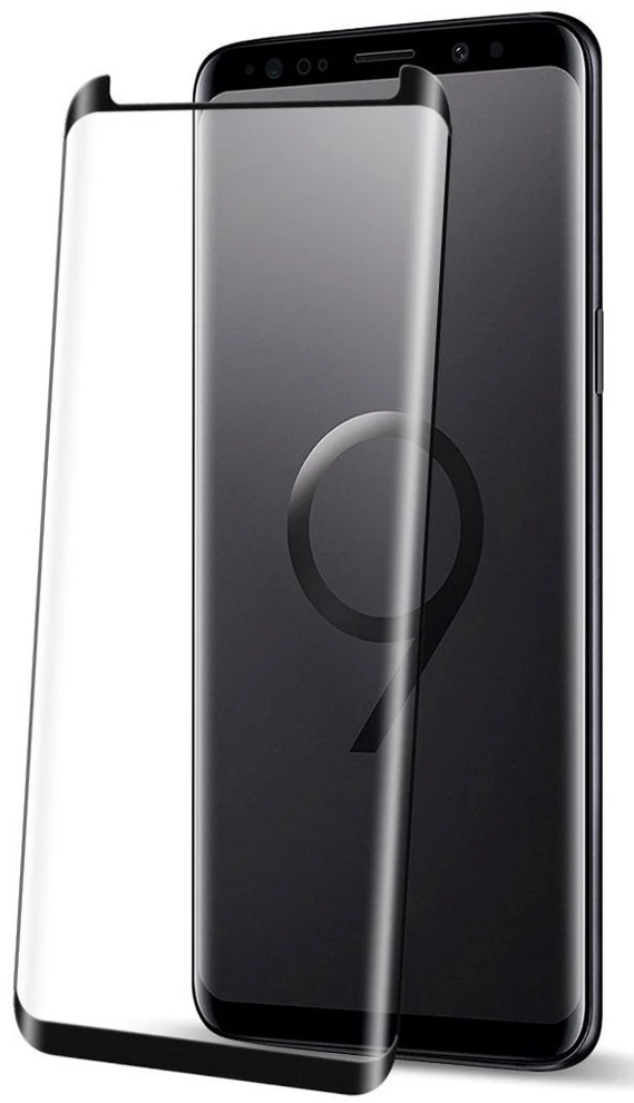 Evelatus Apsauginis stiklas Samsung Galaxy S9 Plus 3D pilnai klijuojamas lenktas aliuminio silikatinis stiklas 9H (0.26mm) + kameros apsauga EVE31527