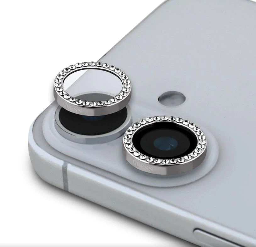 Guess Fixed Glliter lešio apsauga Apple iPhone 16/16 Plus Sidabrinis