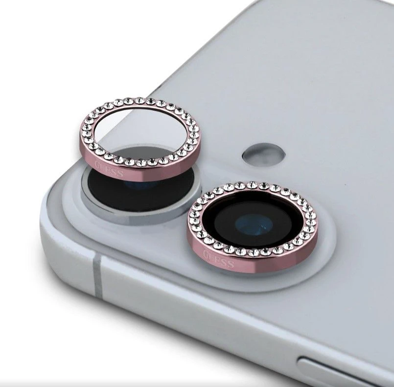 Guess Fixed Glliter lešio apsauga Apple iPhone 16/16 Plus Rožinė