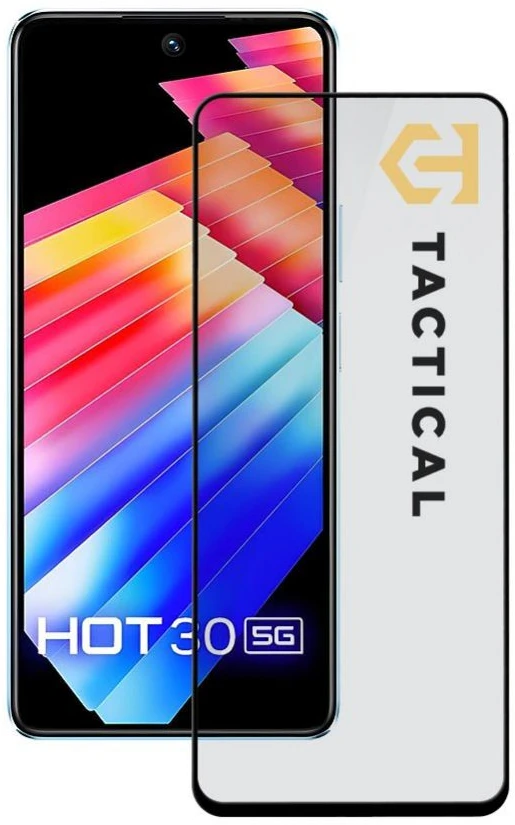 Tactical apsauginis stiklas Shield 5D skirtas Infinix Hot 30 5G su juodos spalvos krašteliu