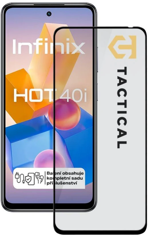 Tactical apsauginis stiklas Shield 5D skirtas Infinix Hot 40i su juodos spalvos krašteliu