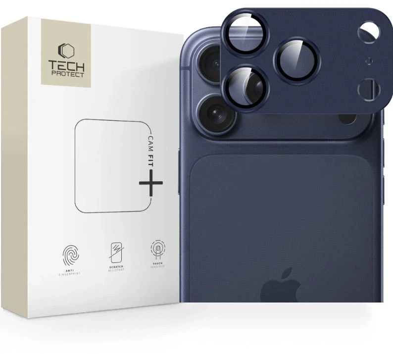 „Tech-Protect Camfull Fit+“ kameros objektyvo stiklas, skirtas „iPhone 17 Pro Max“ – tamsiai mėlynas Mėlyna