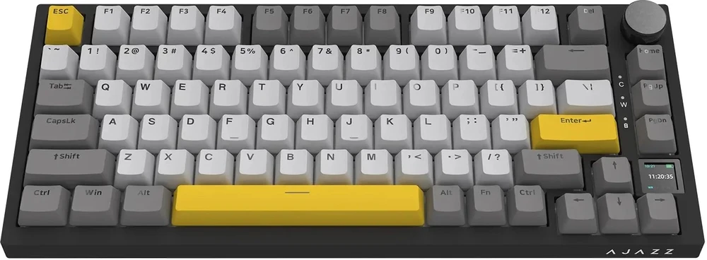 Juodas pilkas Gelton RGB Ajazz AK820 Pro Flying Fish Switch belaidė mechaninė klaviatūra