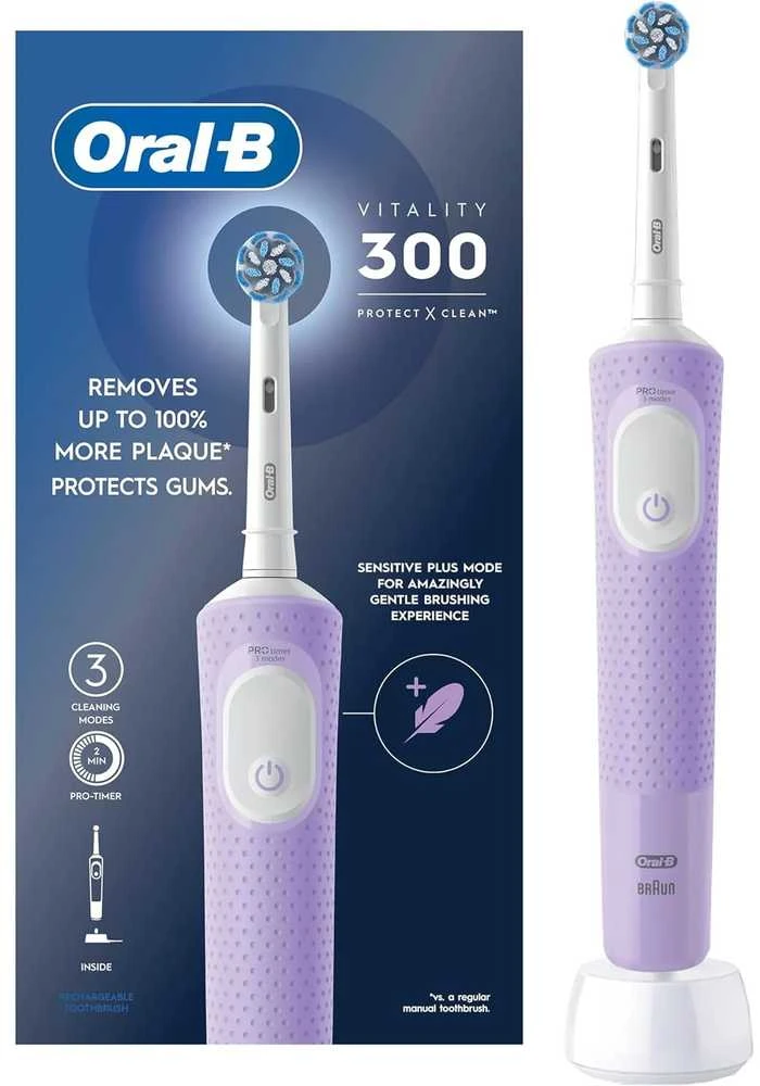 Braun Oral-B | Elektrinis dantų šepetėlis | D103 Vitality Pro | Įkraunamas | Suaugusiems | Šepetėlių skaičius galvutės įeina 1 | Number of teeth brushing modes 3 | Lilac Mist