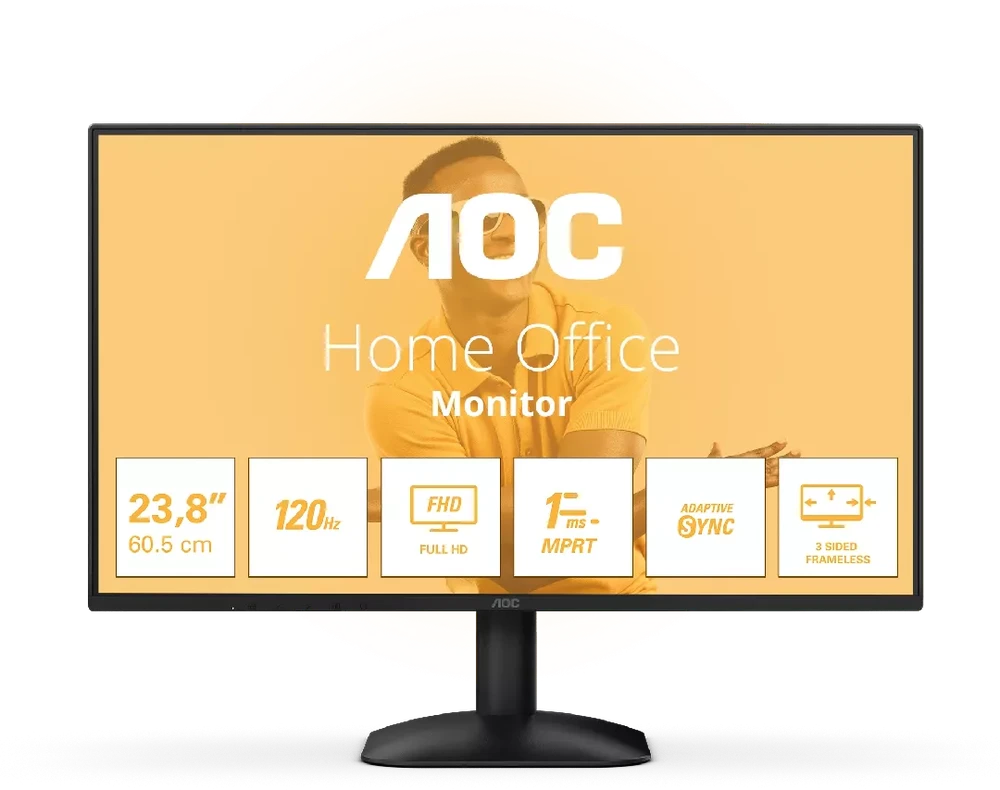 Monitorius AOC 24B31H | 23,8" IPS FHD 120 Hz | 300 cd/m2 | 1 ms