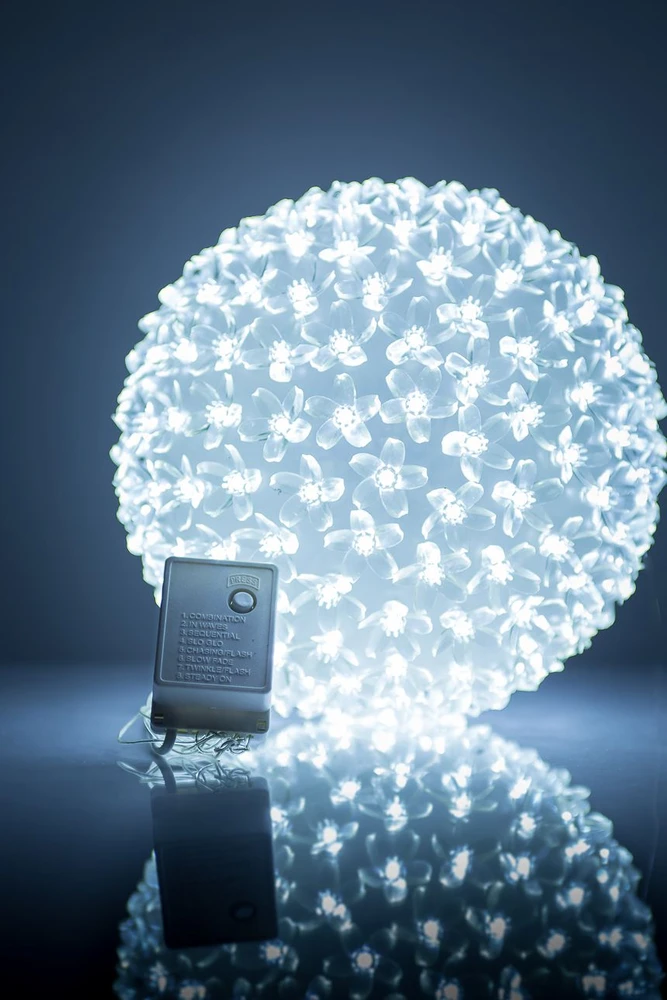 iLike Oświetlenie N/A Kula su kwiatami 465 200LED D-20cm Baltas (15128)