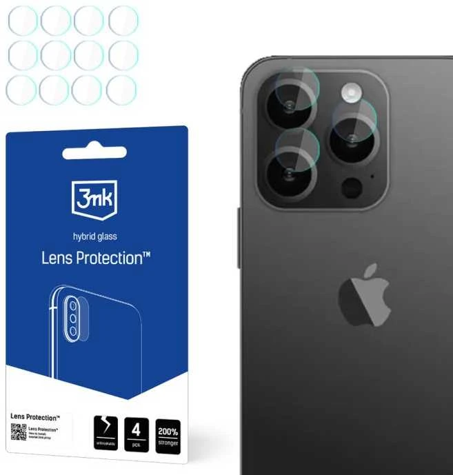 3MK objektyvo apsauga Apple iPhone 15 Pro 6.1" kameros objektyvo apsaugai, 4 vnt.