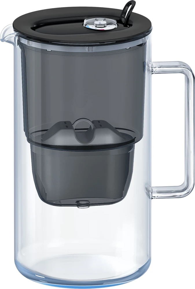 Filtro ąsotis Aquaphor Stiklas 2,5L juodas + 1 Maxfor Plus Mg kasetė