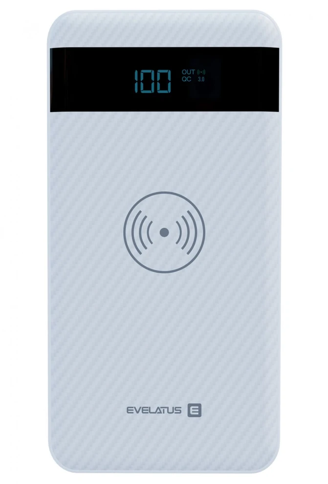 Evelatus EPB05 10000mAh Power Bank X2 USB / Micro USB-C Lightning + 10W bezvadu uzlādētājs balts
