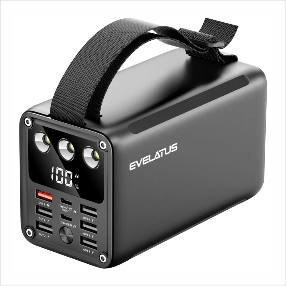 Evelatus Universal Outdoor Power Bank 22.5W 60000 mAh / 7 outputs 2 inputs Juodas