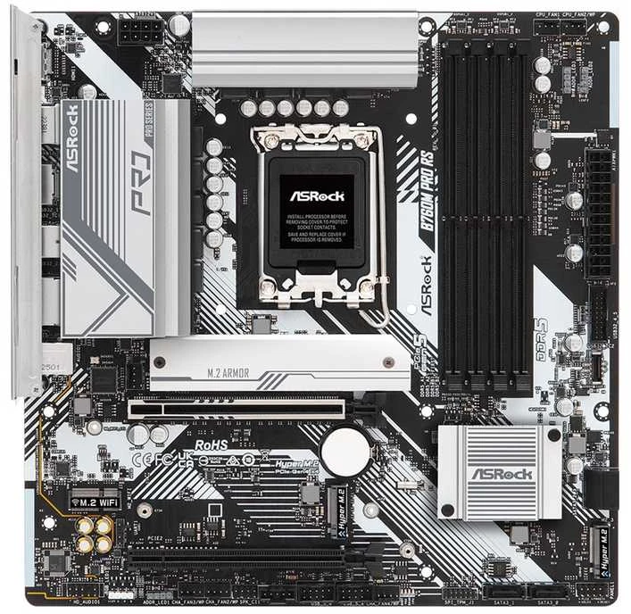 Pagrindinė plokštė ASROCK B760M PRO RS LGA1700 mATX 4x DDR5 PCIe 5.0 x16 2.5G LAN