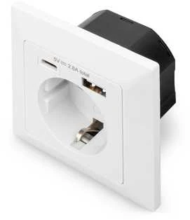 Digitus Skaitmenas | Apsauginis kištukas, skirtas montuoti įleidžiamas, su 1 x USB Type-C, 1 x USB A