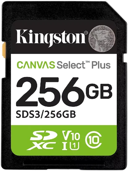 „Kingston Technology“ 256 GB SDXC Canvas Select Plus Gen3 150 MB/s C10 UHS-I U1 V10 atminties kortelė