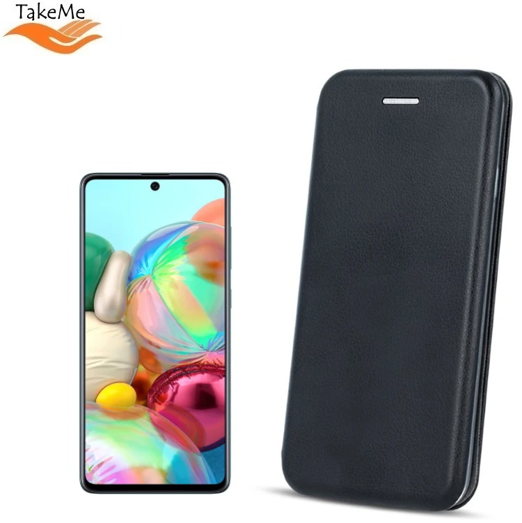 Pferd TakeMe Diva serijos ekologiškos odos itin plonas atverčiamas dėklas su lenktais šonais, skirtas Samsung Galaxy A72 (A726) juodas