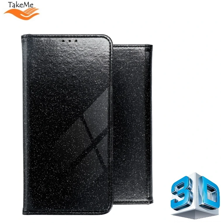 TakeMe 3D-Crystal Shine Magnetic Fix Book Dėklas, skirtas Samsung Galaxy M51 (M515F) juodas