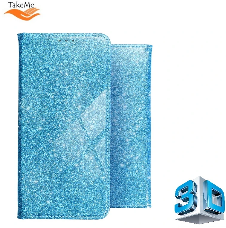 TakeMe 3D-Crystal Shine Magnetic Fix Book Dėklas, skirtas Samsung Galaxy M51 (M515F) Mėlynas