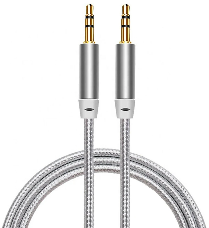 iLike AX1 Izturīgs Pīta vada 1m Aux Jack kabelis 3.5mm spraudnis uz 3.5mm spraudnis 2-line Sudraba (OEM)