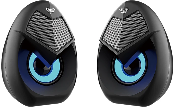 Kompiuterio kolonėlės Aula N-69 Stilīgas Kompaktas Datora / Poratīvā 2.0 10W Stereo Skaļruņi 3.5mm + USB RGB + Pults Melna
