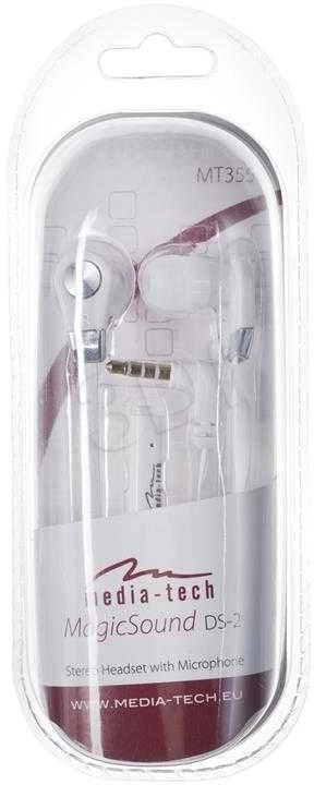 Į ausis įkišamos ausinės su mikrofonu Media-Tech Magicsound DS-2 MT3556W, baltos