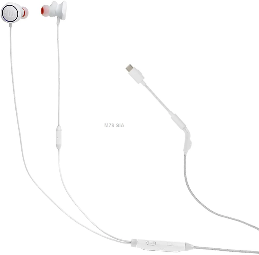 JBL Quantum 50C žaidimų ausinės, baltos