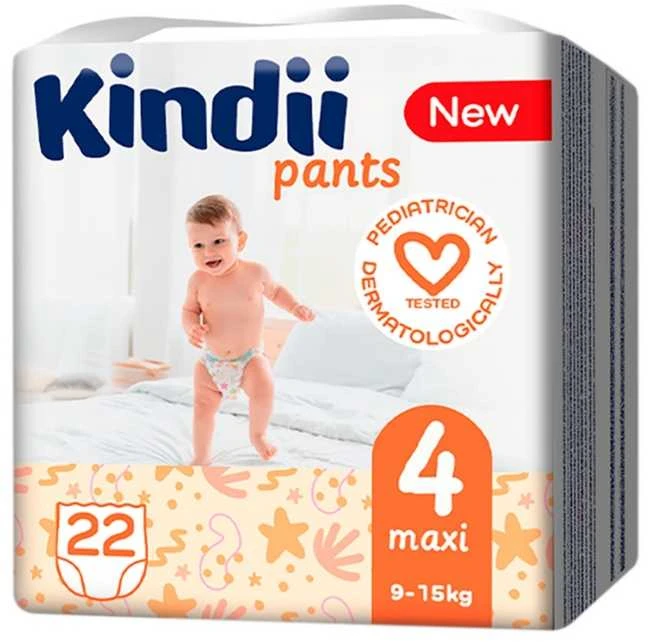Kindii KINDI Sauskelnės-kelnaitės maxi 4 dydis (9-15 kg) 22 vnt