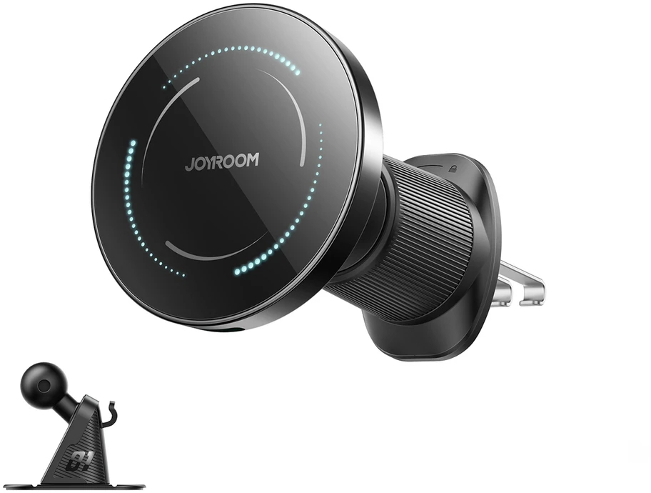 Joyroom JR-ZS502 MagSafe Compatible automobilinis laikiklis with Wireless Charger skirtas Air Vent/Dashboard – juodos spalvos