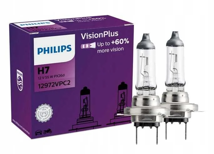 Philips Lempučių komplektas 2vnt. 55W 12V PX26d H7 VISION PLUS+60%