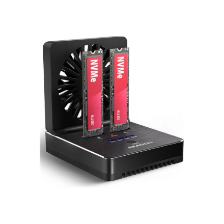 AXAGON USB-C 20Gbps dokavimo stotelė, skirta 2x M.2 NVMe/SATA SSD, su disko klonavimo funkcija be kompiuterio | ADSA-M2C22
