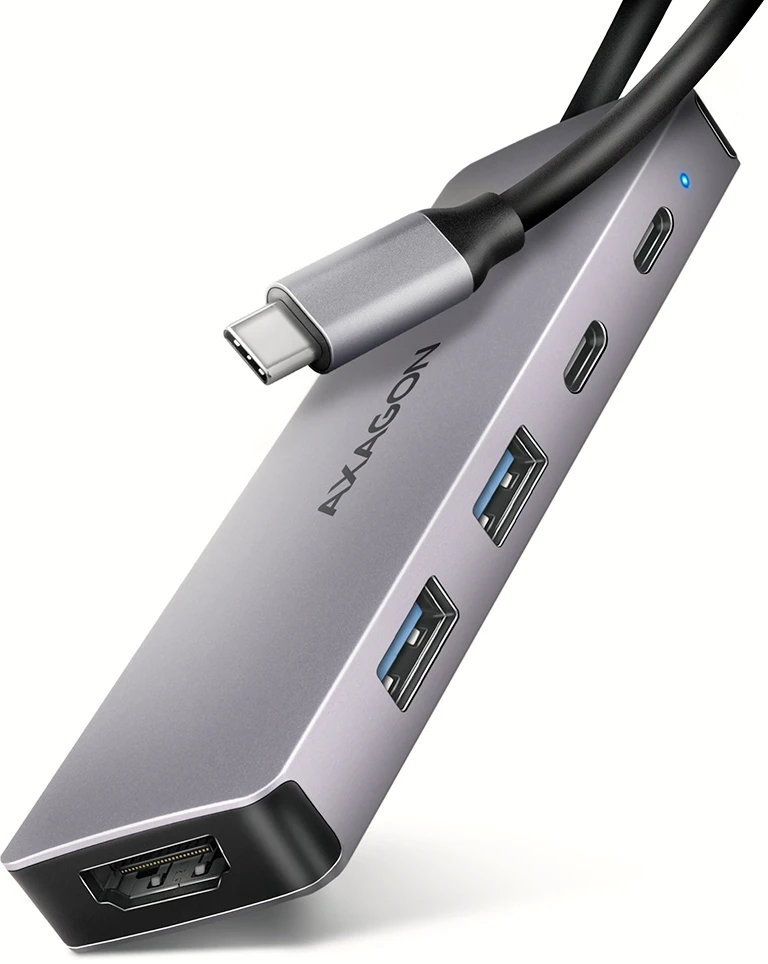 AXAGON HMC-5H60 USB-C 3.2 Gen 1 šakotuvas, 2 x USB-A, 1 x USB-C, 4K 60 Hz HDMI, PD 100 W, 15 cm USB-C laidas