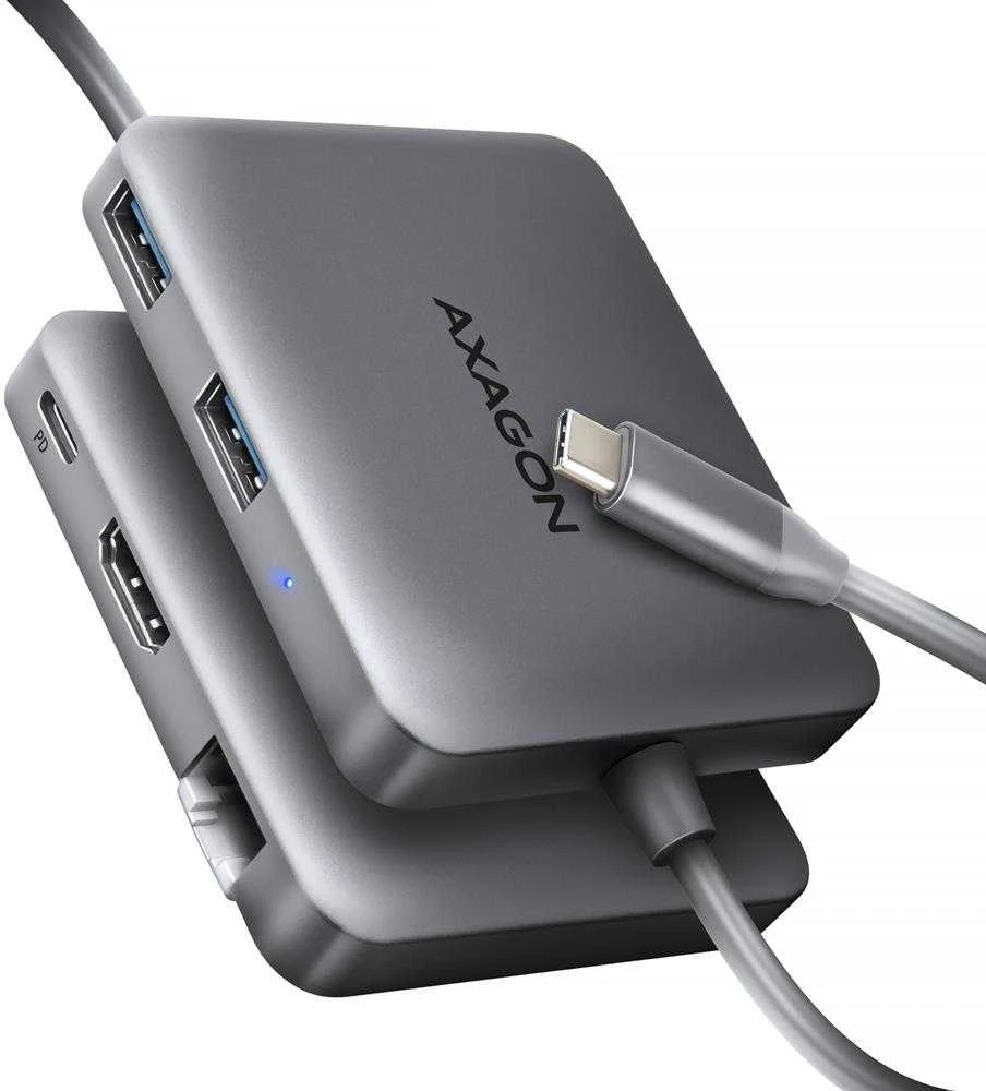 AXAGON HMC-5HL USB 5Gbps šakotuvas, 2x USB-A, HDMI 4k/60Hz, RJ-45, PD 100W, 20c