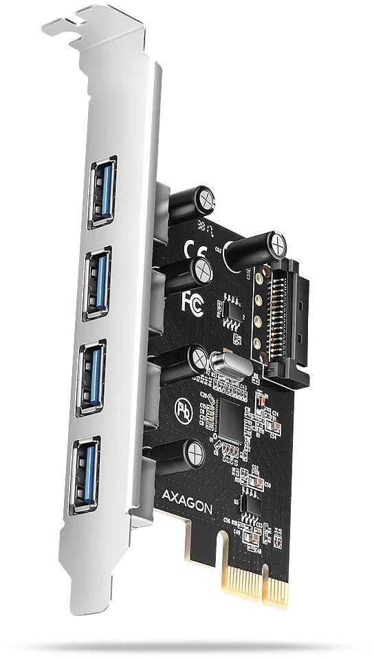 AXAGON PCEU-430RS PCIe kortelė - 4x USB 5Gbps prievadas, SATA maitinimas, Renesas PD720201, SP
