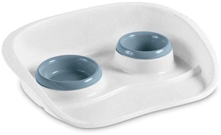 Stefanplast VAKARIENĖS RINKINYS neslystantis padėklas su dubenėliais, pilkas/baltas