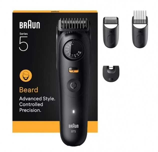 Barzdaskutė Braun BeardTrimmer 9 BT5520 barzdos kirpimo mašinėlė Baterija 40 2 cm „Wet & Dry“ Juoda
