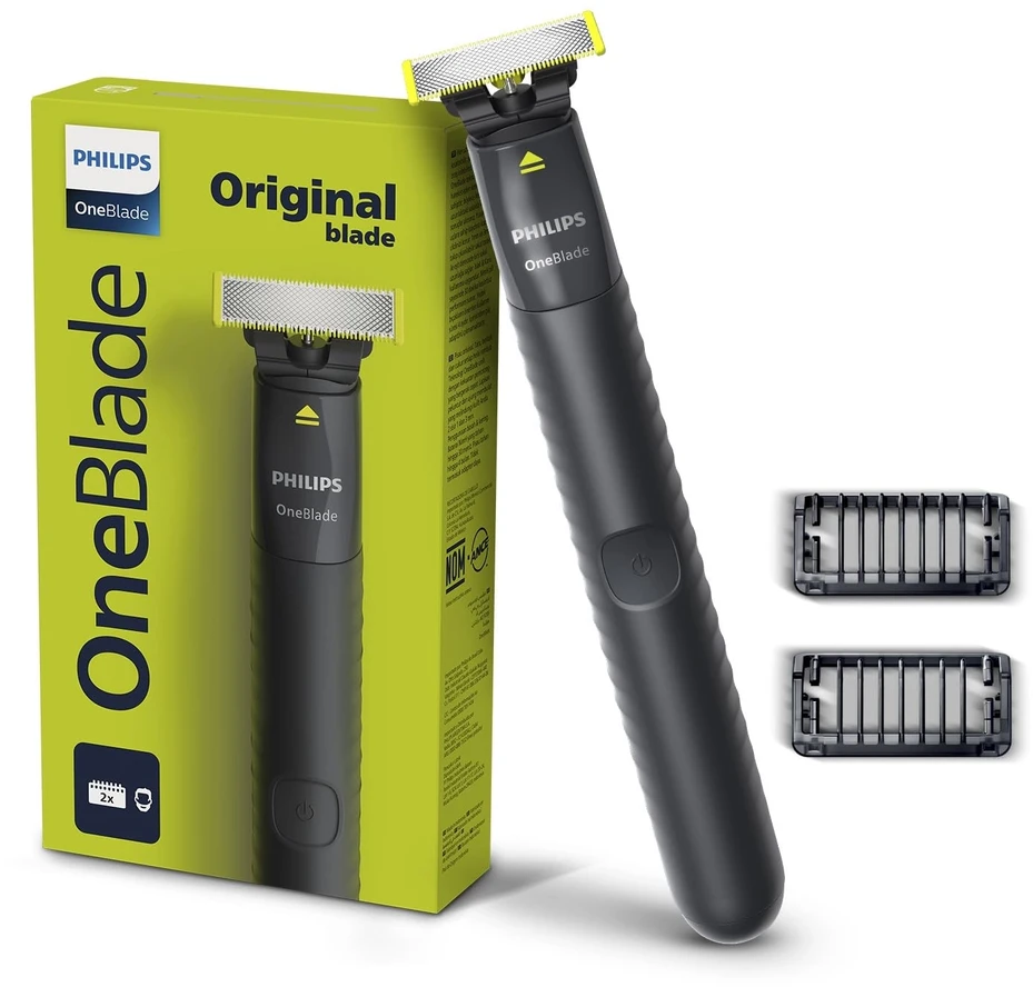 Barzdaskutė „Philips Norelco OneBlade QP1424/10“ vyriškas skustuvas, tinklelio skustuvas, žoliapjovė, anglies spalvos