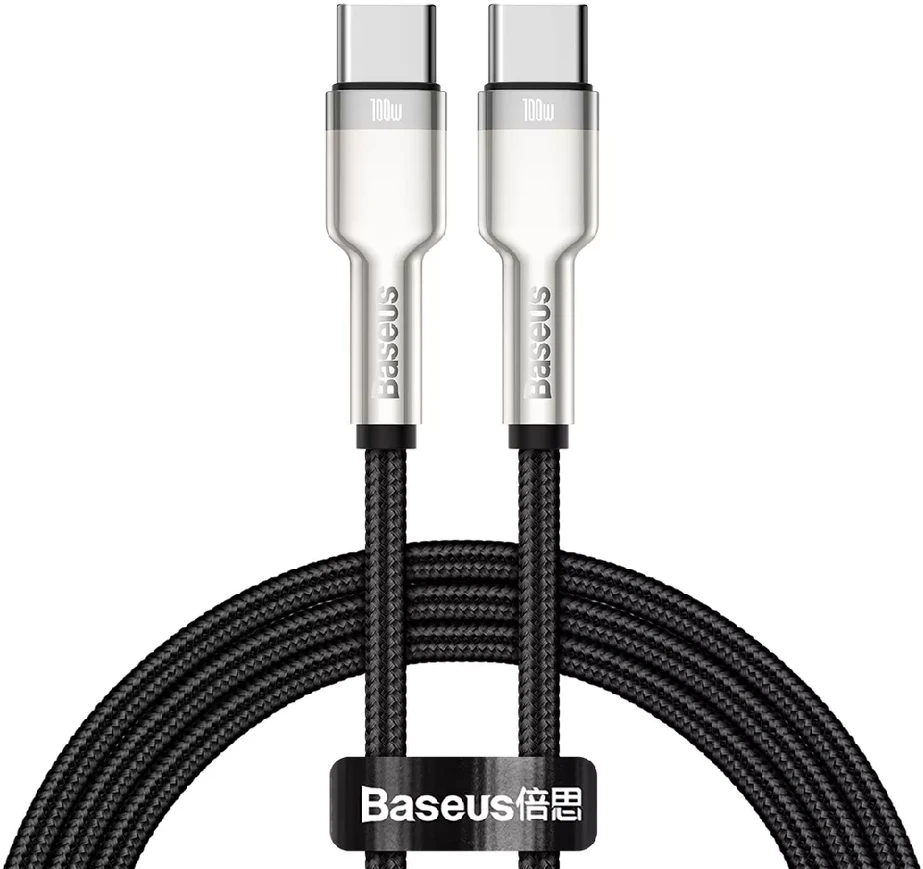 Kabelis USB C - USB C 1m 100W juodas Cafule Metal BASEUS