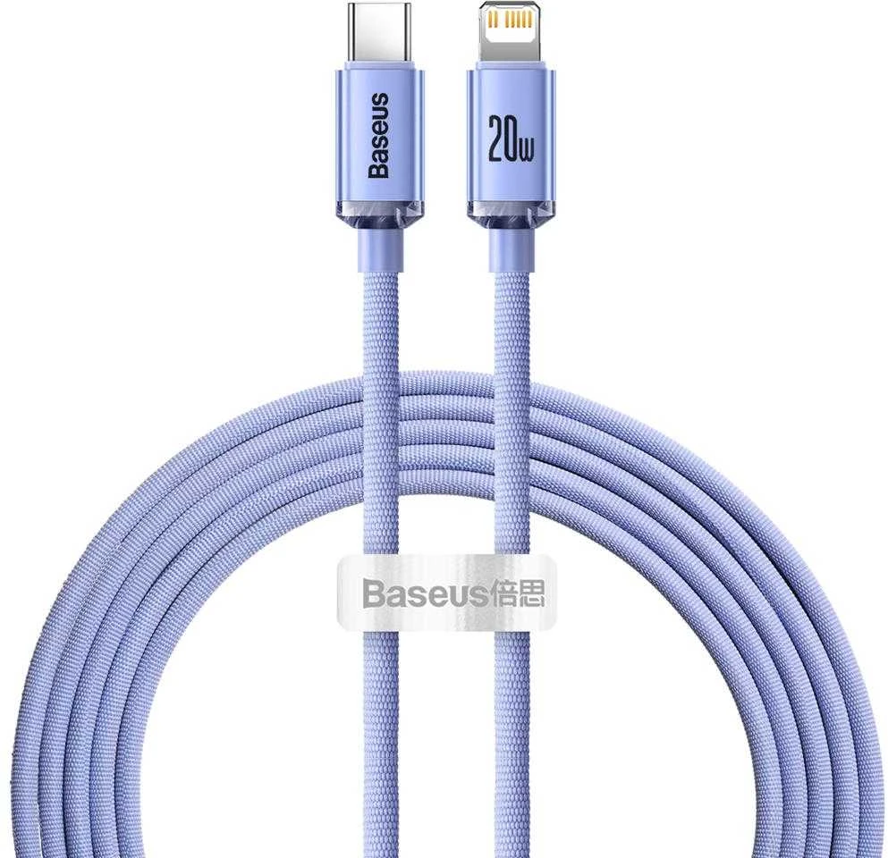 Baseus Crystal kabelis USB-C - Lightning 20W PD 2m - Violetinis