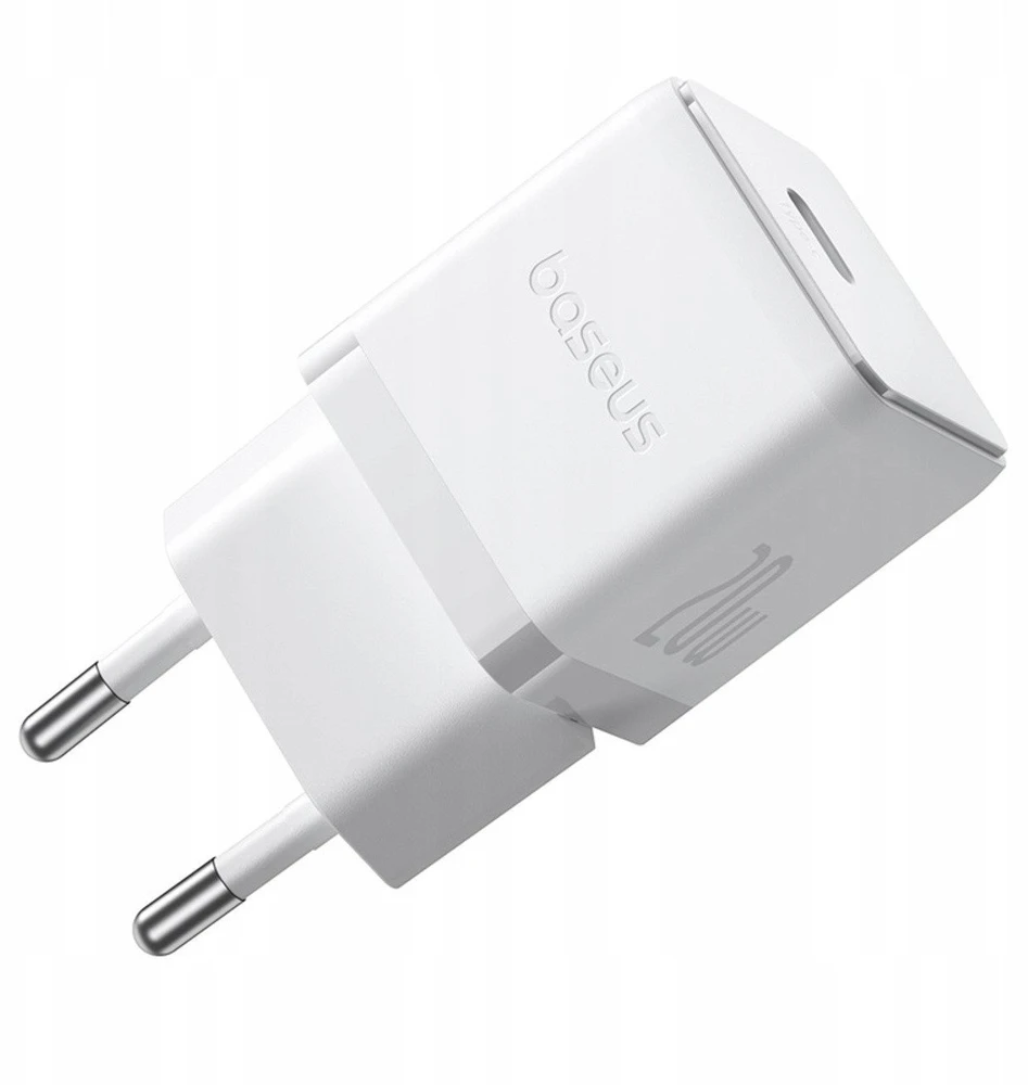 Baseus Sieninis įkroviklis Palm 20W USB-C QC3.0 PD3.0 su USB-C kabeliu 1m, baltas