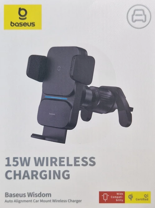 Baseus Automobilinis laikiklis 4.7-7.5" ekranų telefonams su belaidžiu Qi įkrovimu 15W, IR jutikliu