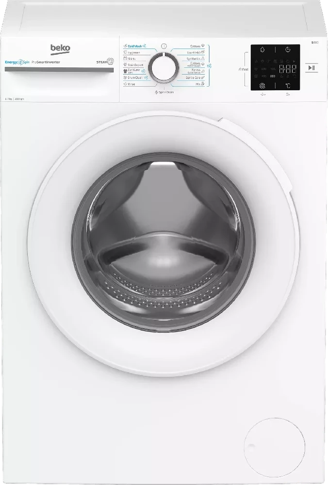 BEKO Skalbimo mašina BM3WFSU37013WW, 7kg, energinio efektyvumo klasė A, 49,6 cm, 1000 aps./min., inverterinis variklis, Steam Cure