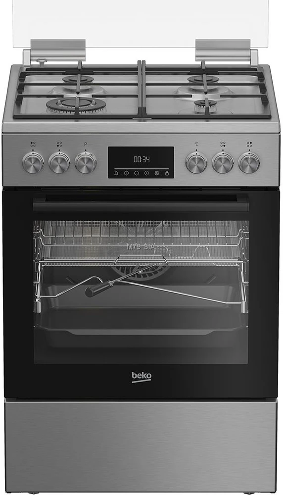BEKO viryklė | FBMA61330GXDT | Dujinė kaitlentė | Elektrinė orkaitė | Nerūdijančio plieno | 60 cm skersmens | Grilis | LED | 60 cm skersmens | 72 l